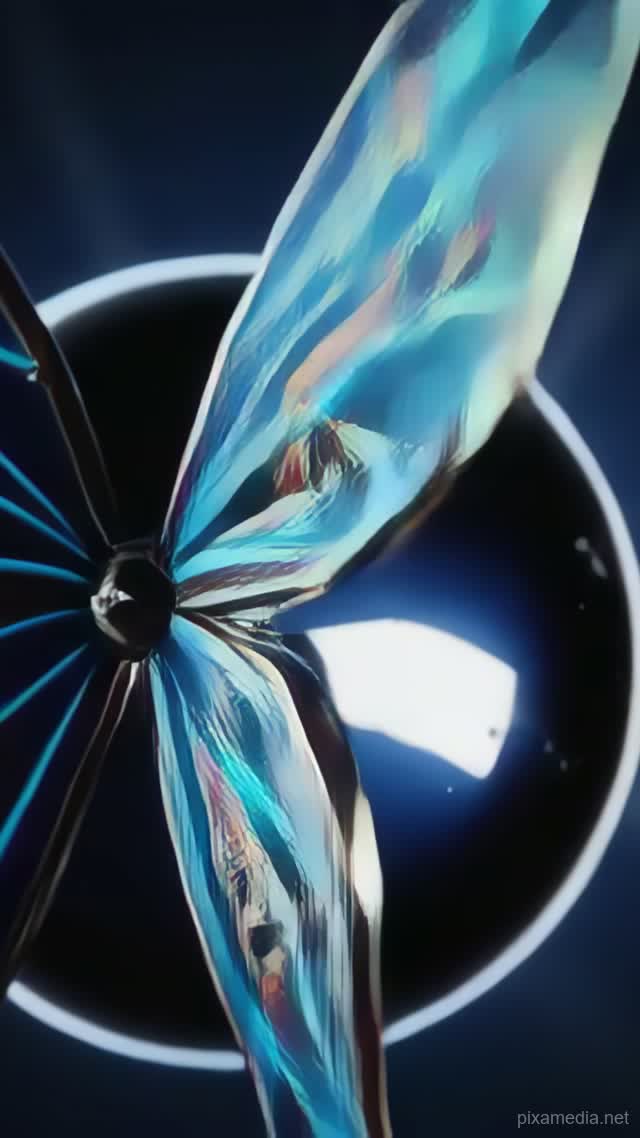Chrome Sphere Morphs to Butterfly - Motion Graphics AI stock